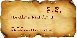 Hordós Richárd névjegykártya