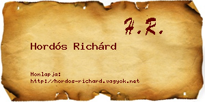 Hordós Richárd névjegykártya