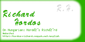 richard hordos business card